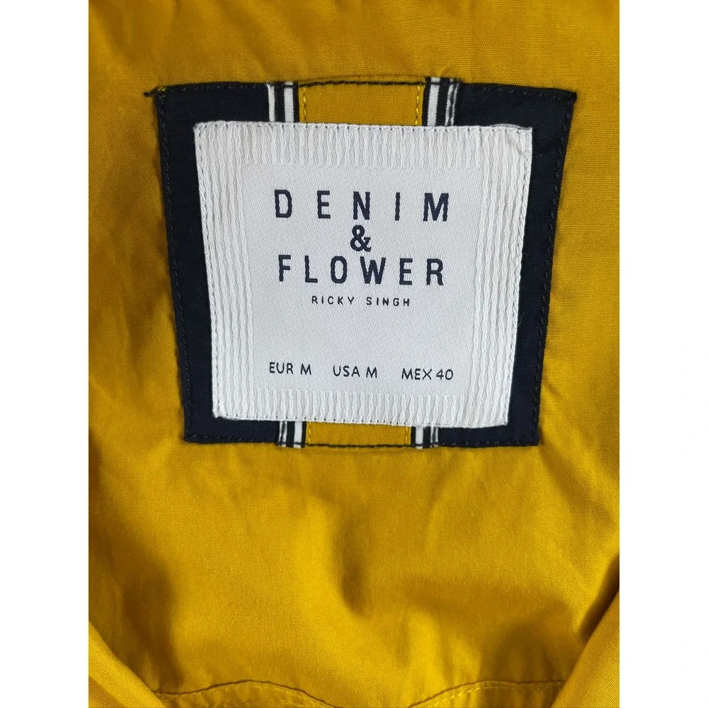 Denim & Flower Ricky Singh Mens Medium Mustard Yellow Hooded Windbreaker Jacket